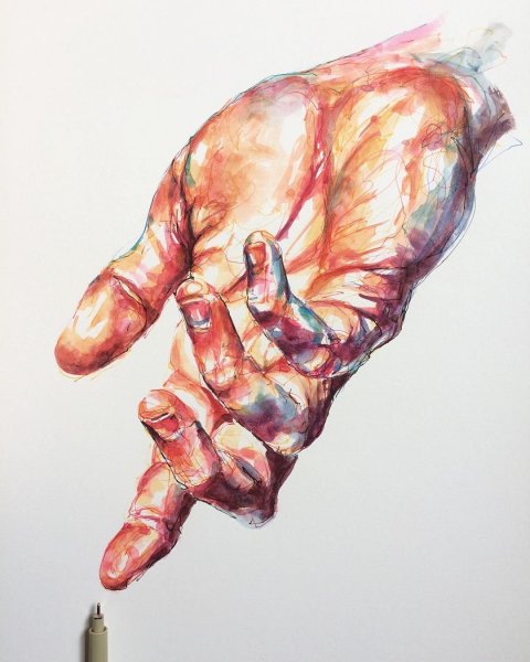 Руки акварелью