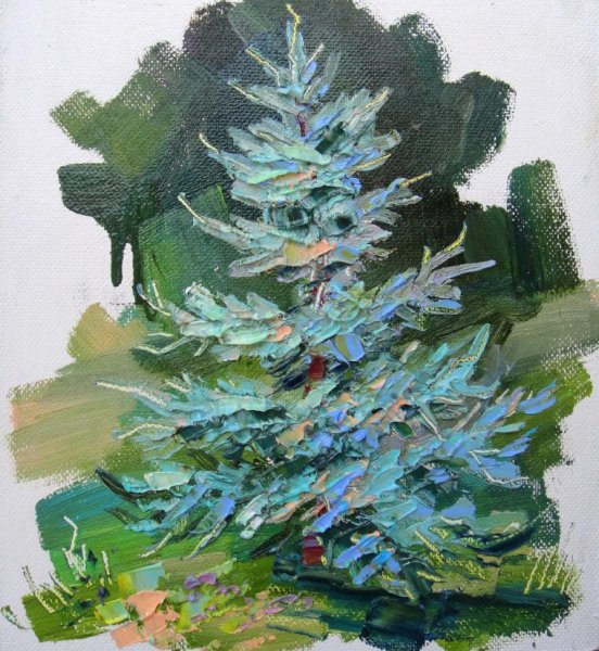 Елка живопись маслом