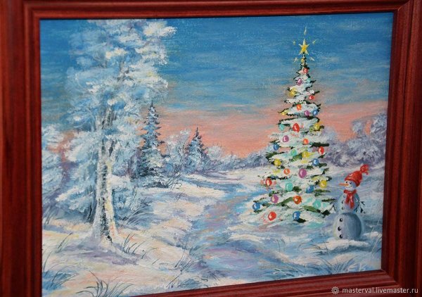 Снежные ели живопись