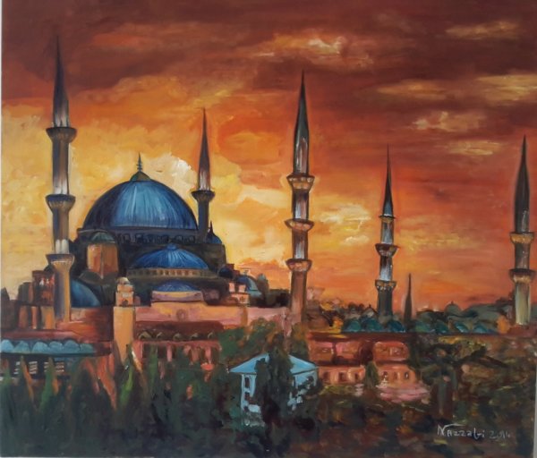 Турецкий художник голубая мечеть