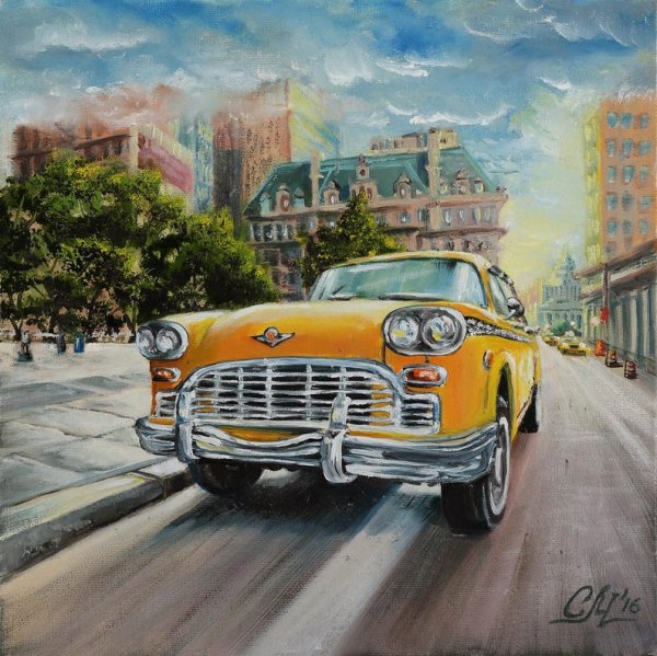 Ретро автомобиль акварель