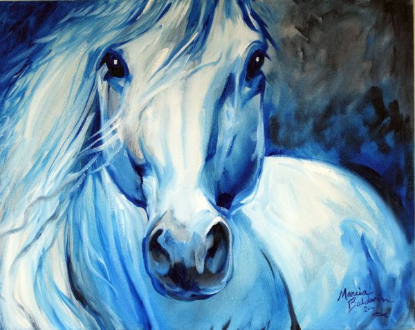 Синяя лошадь картина