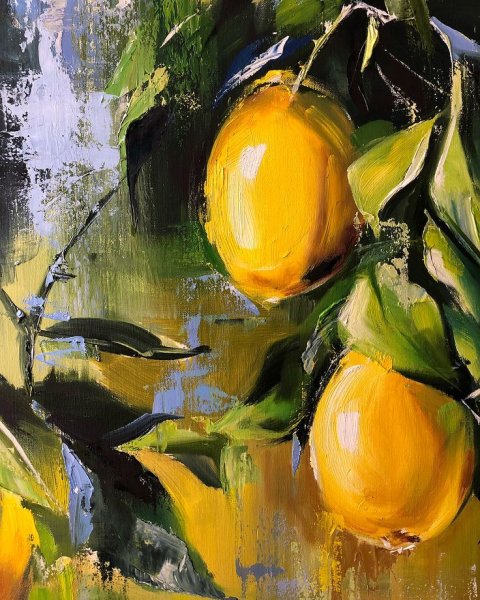 Натюрморт мастихином масло лимон