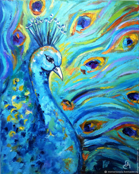 Павлин маслом