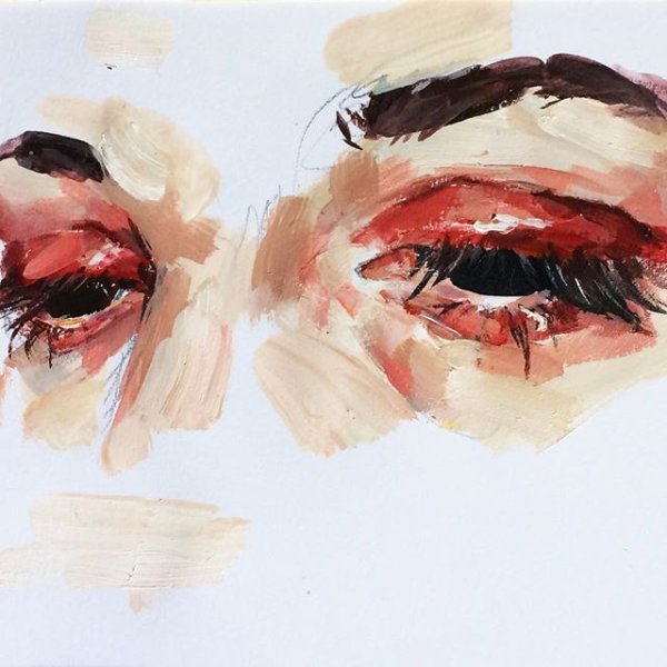 Глаз гуашью мазками