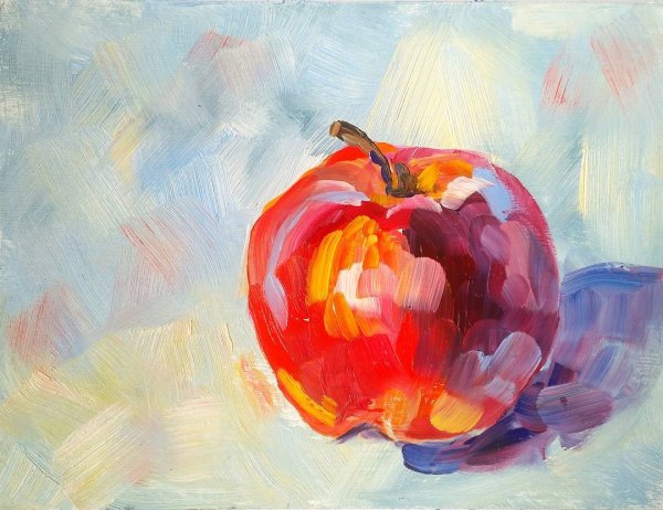 Яблоко гуашью
