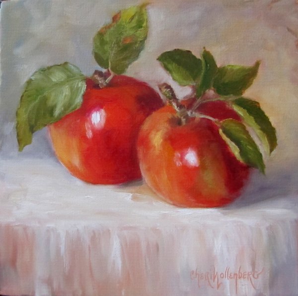 Натюрморты с красными яблоками живопись