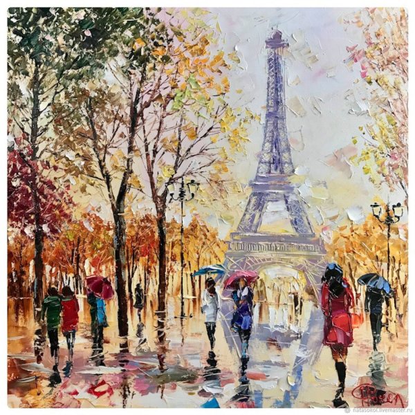 Эйфелева башня в Париже рисунок красками