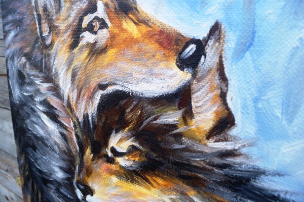 Волк картина маслом