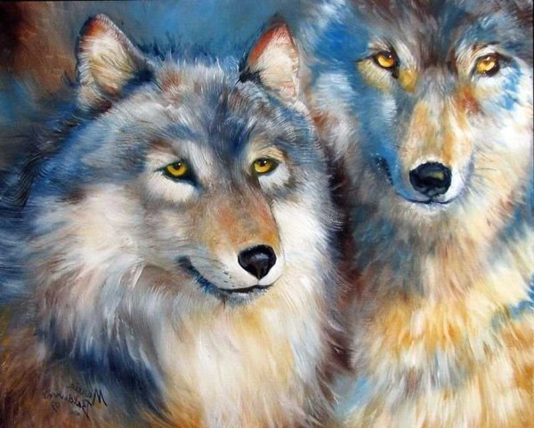 Волк живопись