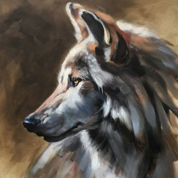 Волк маслом живопись