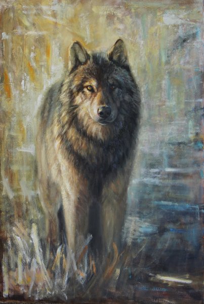Волк маслом живопись