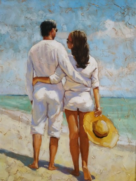 Двое у моря живопись