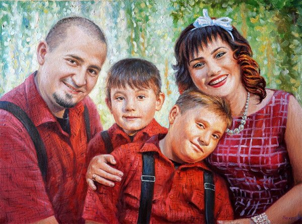 Семейный портрет маслом
