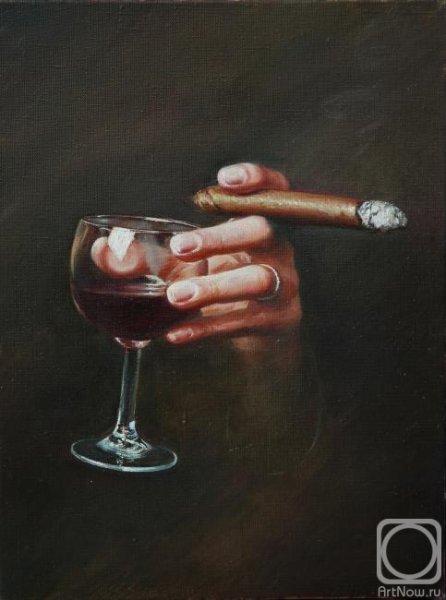 Картина маслом бокал в руке
