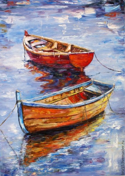 Лодка живопись мастихин пейзаж