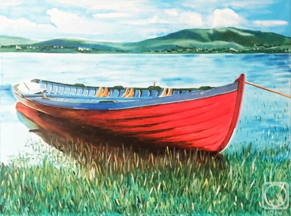 Лодка акварель