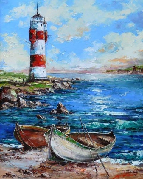 Картина по номерам 30х40 Маяк