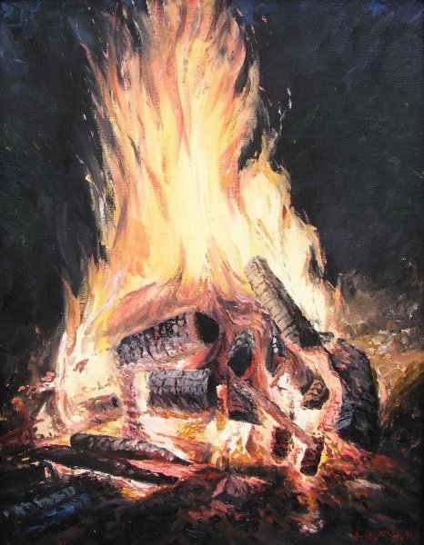 Костер живопись