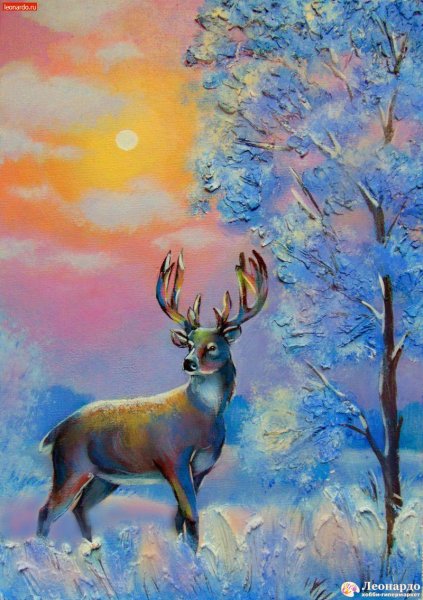 Олень акрилом