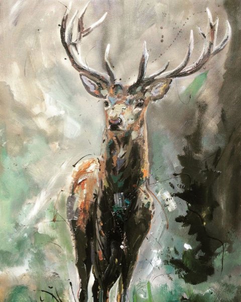 Олень живопись