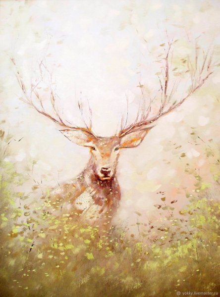 Олень картина маслом