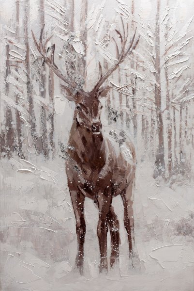 Зимний пейзаж с оленем