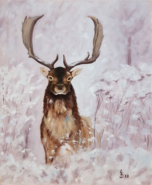 Олень живопись