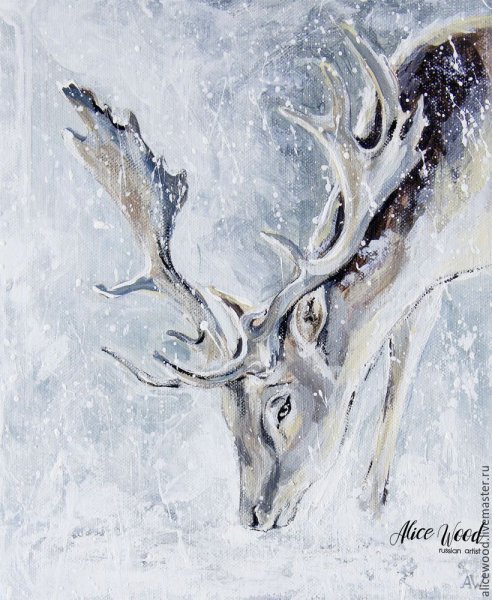 Олень живопись акрил