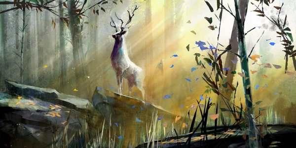 Пейзажи с животными акварелью