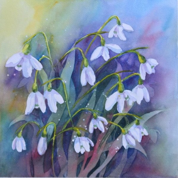 Подснежники гуашью