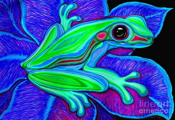 Голубая лягушка арт