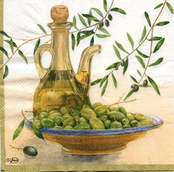 Натюрморт с оливковым маслом