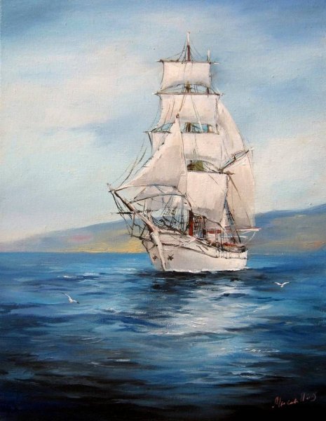 Картина корабль в море