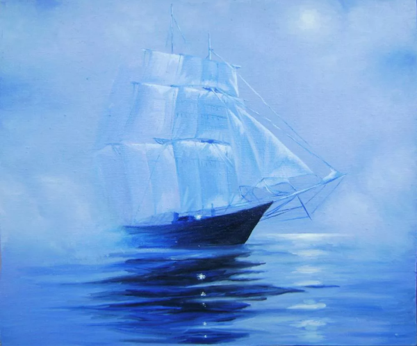 Корабли в море маслом