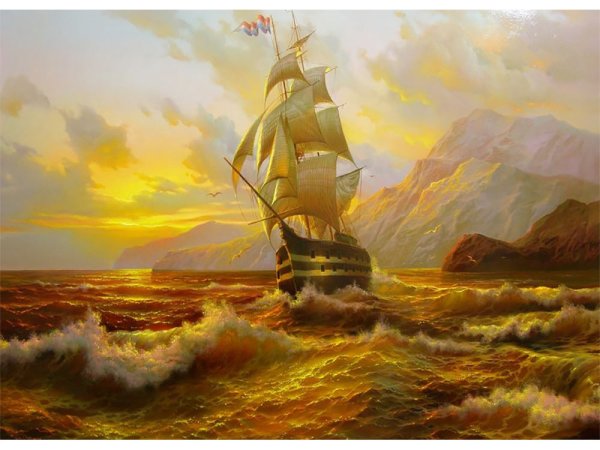 Алмазная мозаика парусник в море