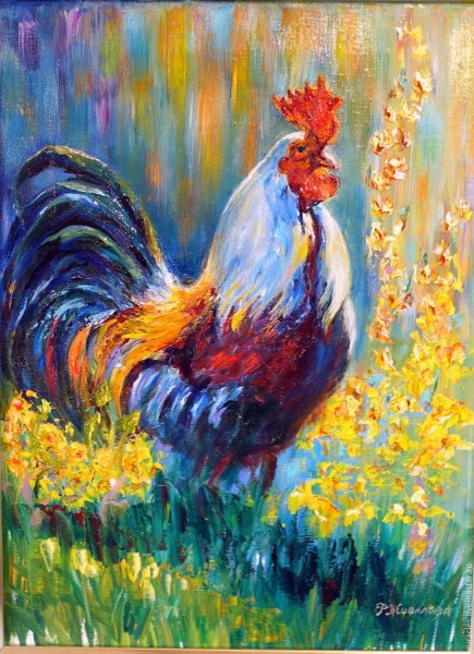 Петух живопись