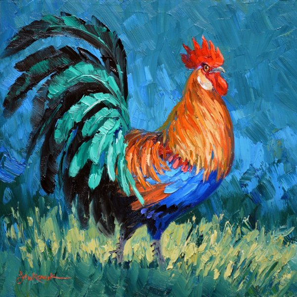 Петух живопись