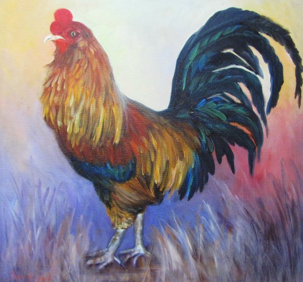 Петух картина маслом