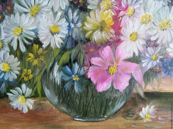 Ромашки рисунок маслом