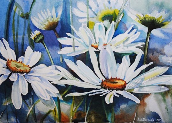 Ромашки живопись акрилом