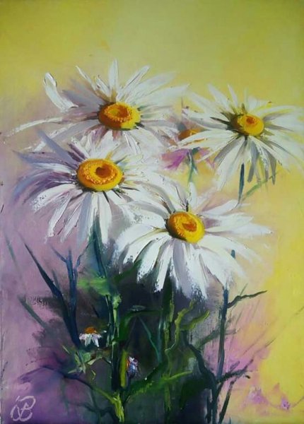 Ромашки маслом на холсте