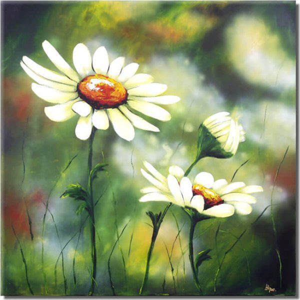 Ромашки акрилом на холсте
