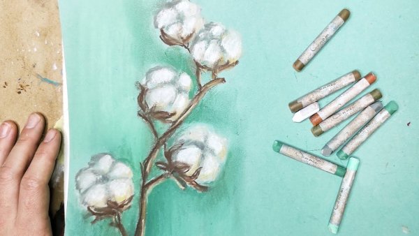 Хлопок рисунок пастелью