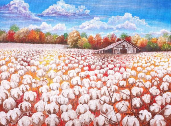 Картина хлопковое поле