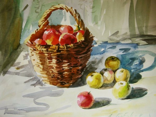 Корзинка акварелью