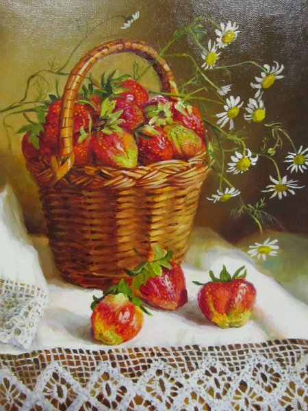 Корзинка с ягодками в живописи