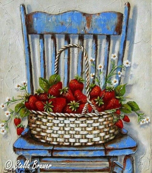 Картина клубника в корзине
