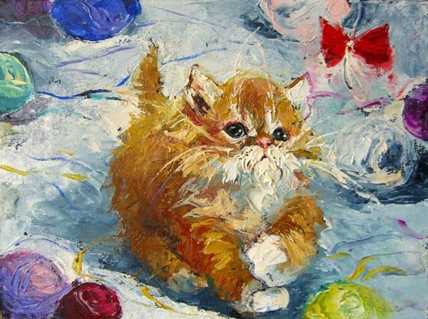 Котята мастихином живопись