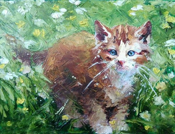 Котенок мастихином